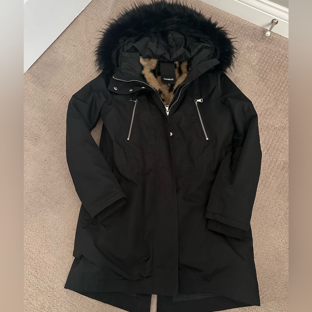 Express faux fur coat XS
